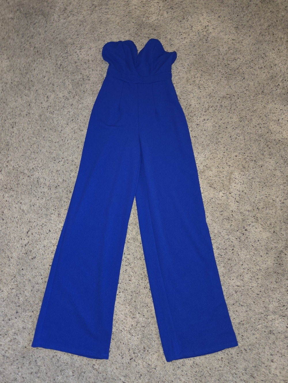 Strapless Royal Blue Wide-Leg Jumpsuit